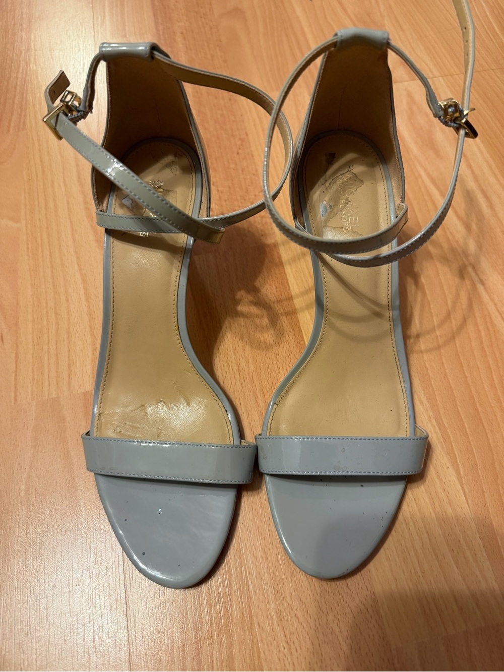 Michael Kors Patent Ankle-Strap Heels in Light blue